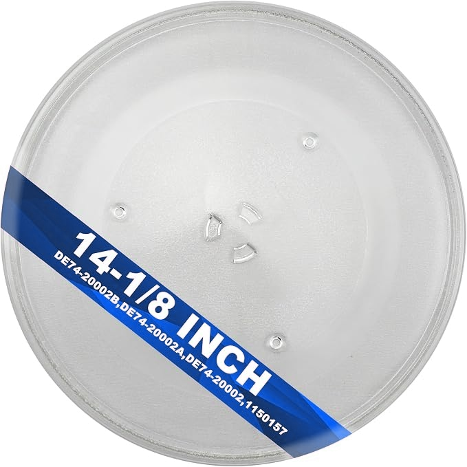 14 1/8" Microwave Glass Turntable Plate Replacement - Compatible with Samsung & GE Microwaves, Replaces DE74-20002B/A/D, WB49X10063/96/30, WB39X10038, 1150157 - Oven-Safe Glass Cooking Tray